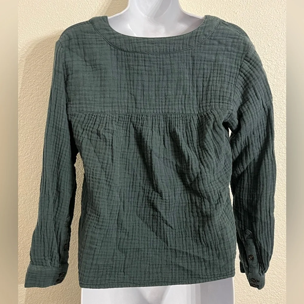 Madewell Dark Green Button-Up Blouse - Picture 8 of 10
